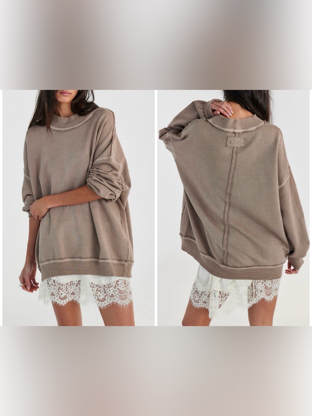 NWOT Free People We The Free Palm Springs Pullover - dusted cocoa brown tan - XS
